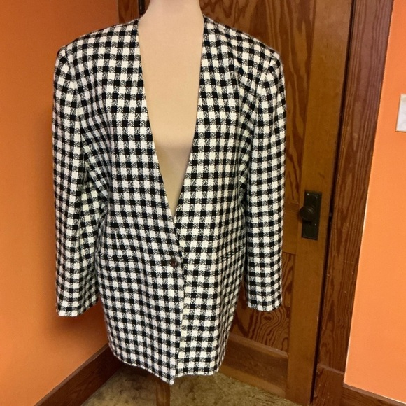Vtg 90s Chaus Sparkly Houndstooth blazer - Picture 4 of 13